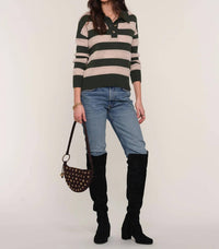heartloom Kendi Rugby Stripe Sweater Top in kale - women's sweater - detail view
