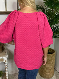 Umgee - Textured Crew Neck Blouse