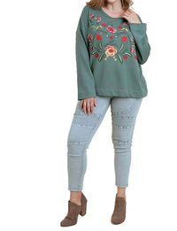 Umgee - Embroidered French Terry Tunic - Plus