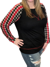 Honeyme - Houndstooth Long Sleeve Tee