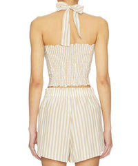 LNA Lir Halter Top in sandbar stripe - women's blouse - alternate view
