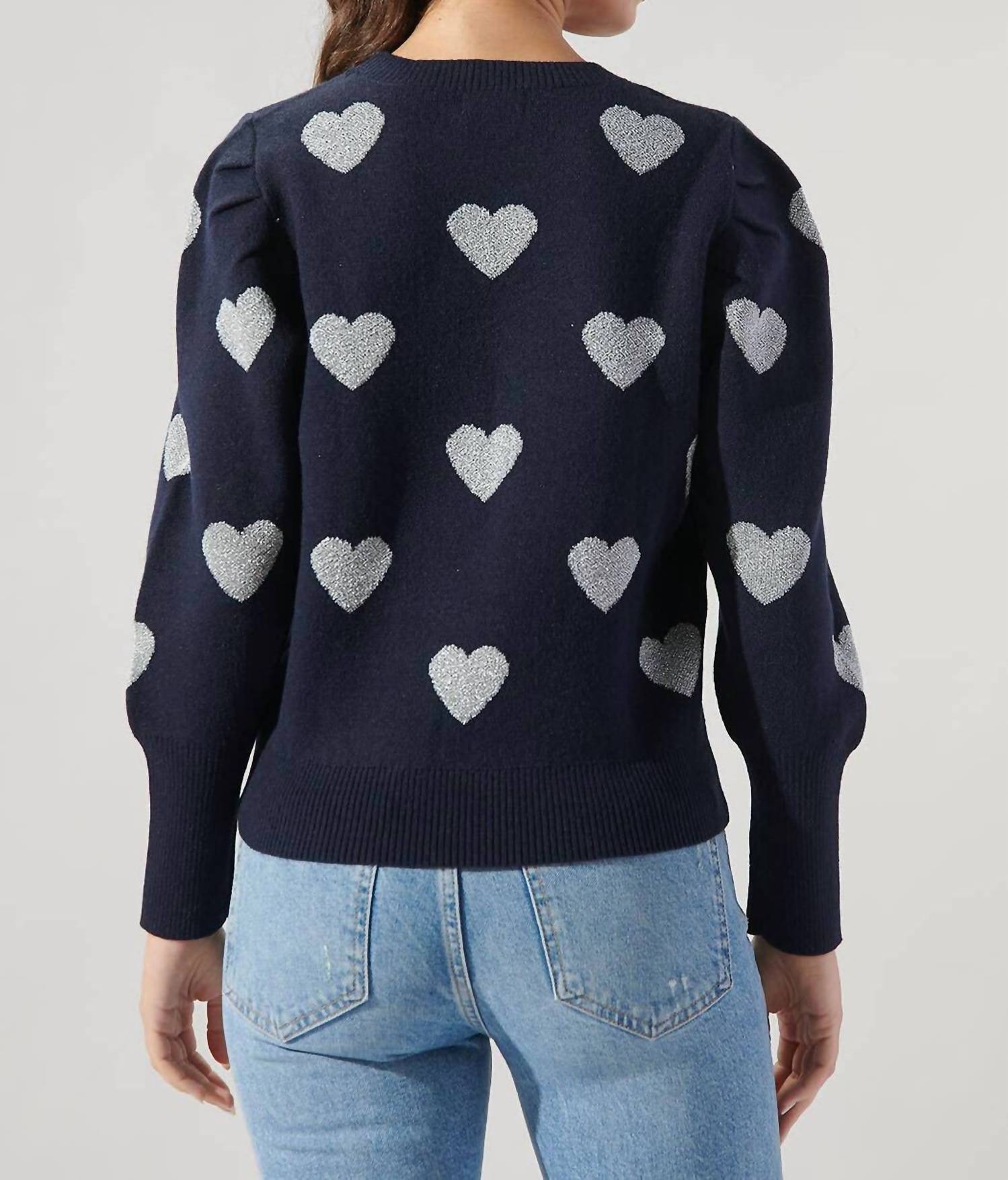 Sugarlips - Sweetheart Lurex Puff Sleeve Sweater