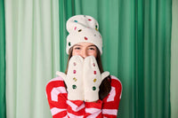 Packed Party - Knit Rhinestone Beanie And Mittens Set