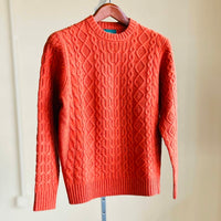 Alan Paine Women's Cable Crew Neck Sweater in blaze - women's sweater