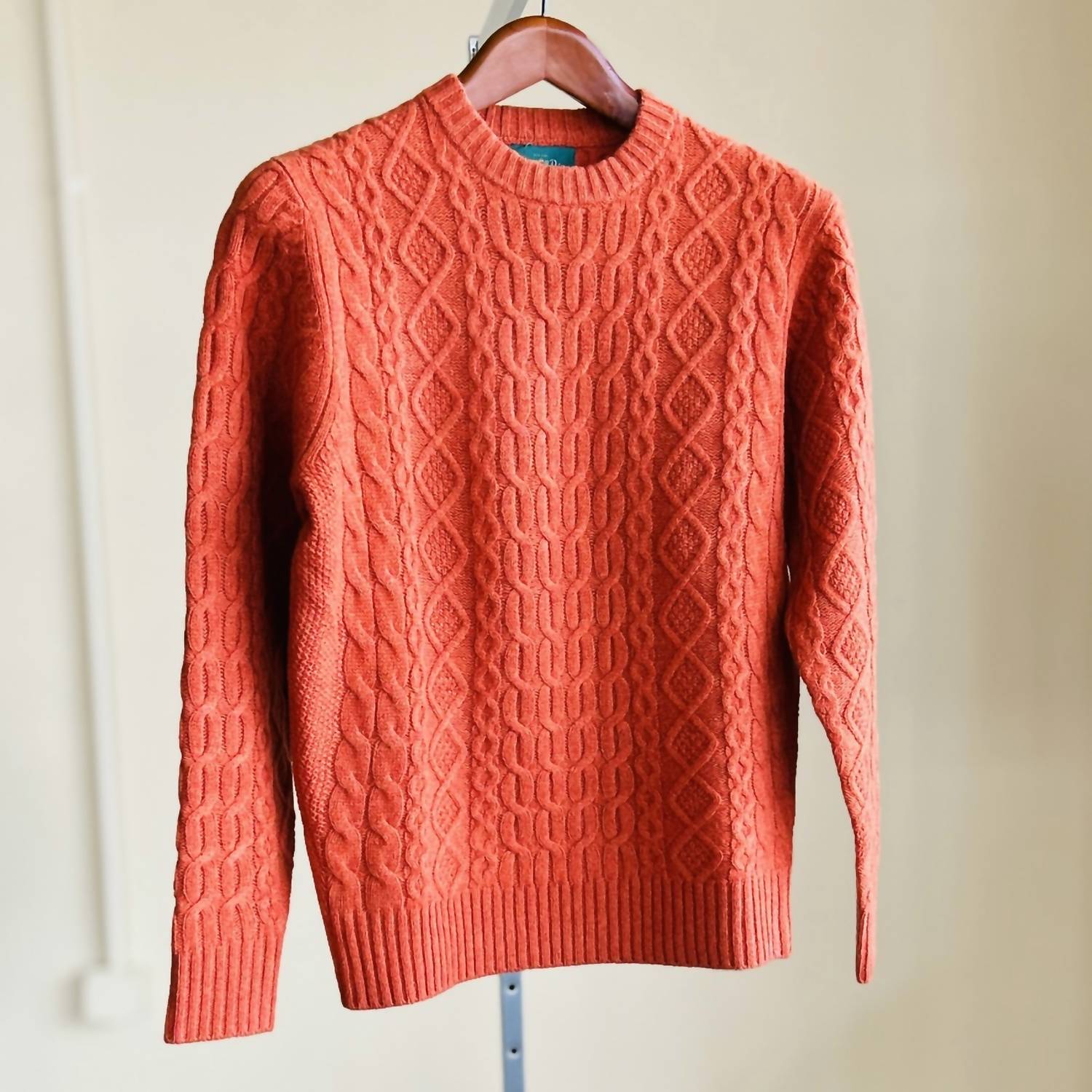 Alan Paine Women's Cable Crew Neck Sweater in blaze - women's sweater
