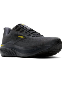 BROOKS Men's Ghost 17 Running Shoe in ebony black yellow - men's shoe - detail view