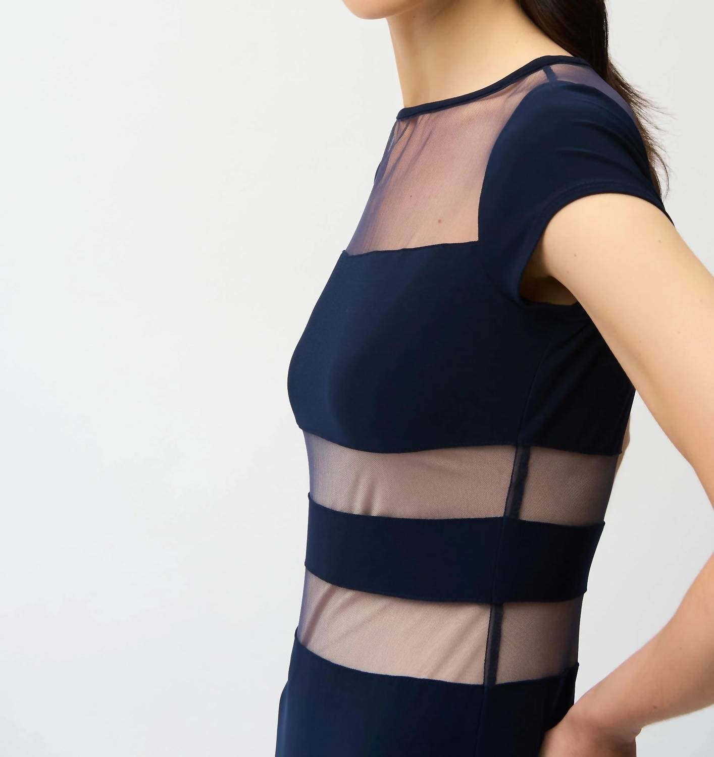 Joseph Ribkoff - Fit And Flare Dress With Mesh Inserts