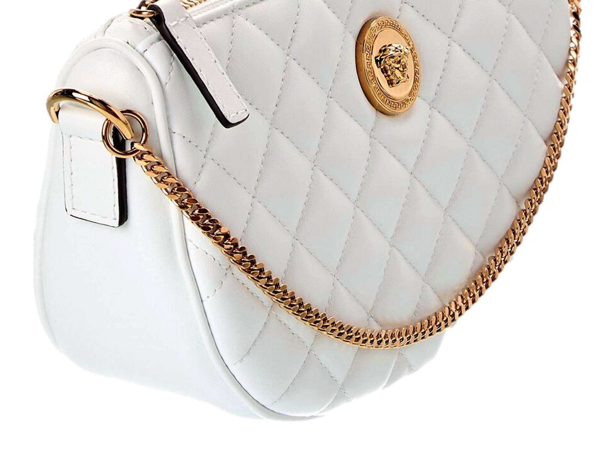 Versace - Women's La Medusa Half Moon Quilted Nappa Leather Crossbody Bag