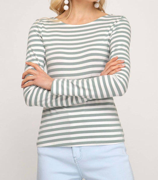 Stripe Long Sleeve Stripe Scoop Back Tee