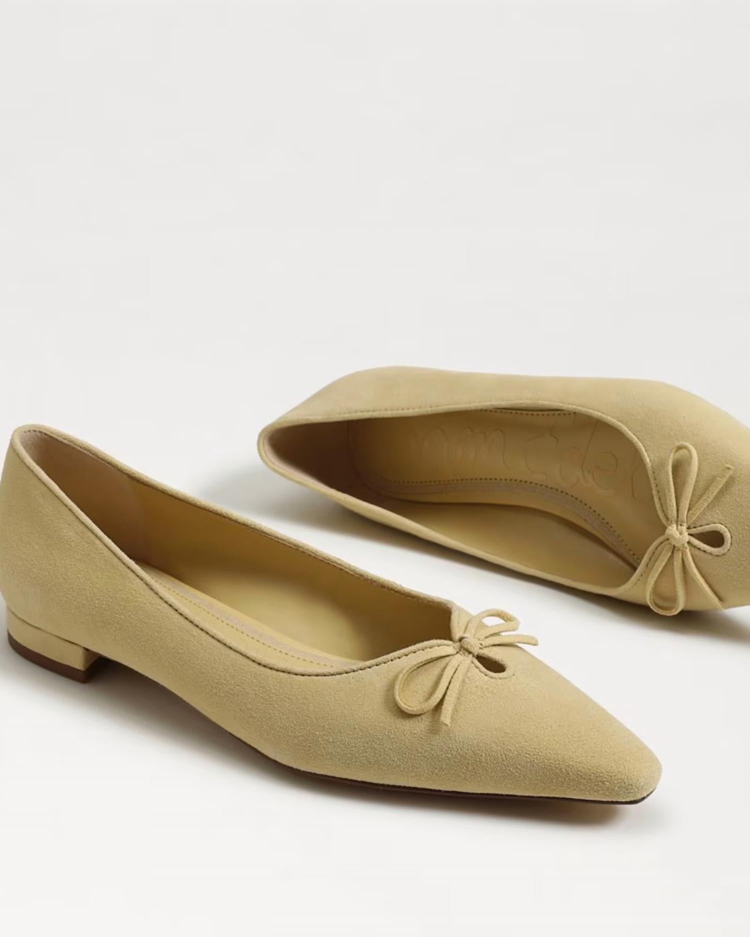Sam Edelman WOMEN'S ESMIRA POINTED TOE BALLET FLAT in butter yellow - women's flats - detail view
