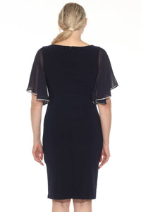 Joseph Ribkoff - Embellished Chiffon Sleeve Sheath Dress