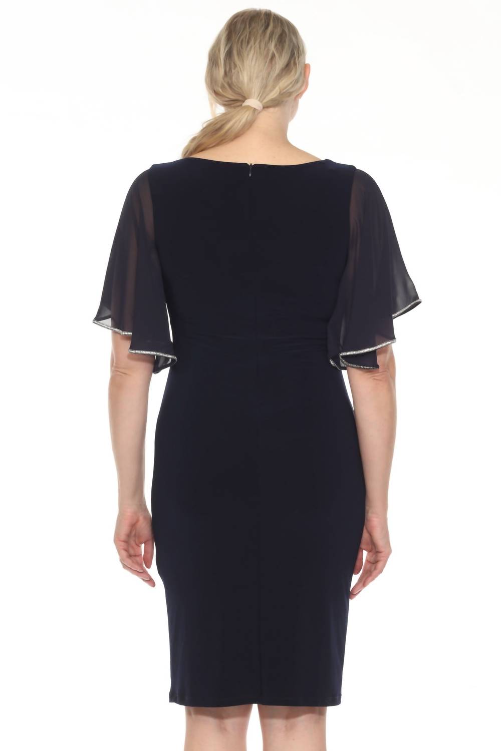 Joseph Ribkoff - Embellished Chiffon Sleeve Sheath Dress