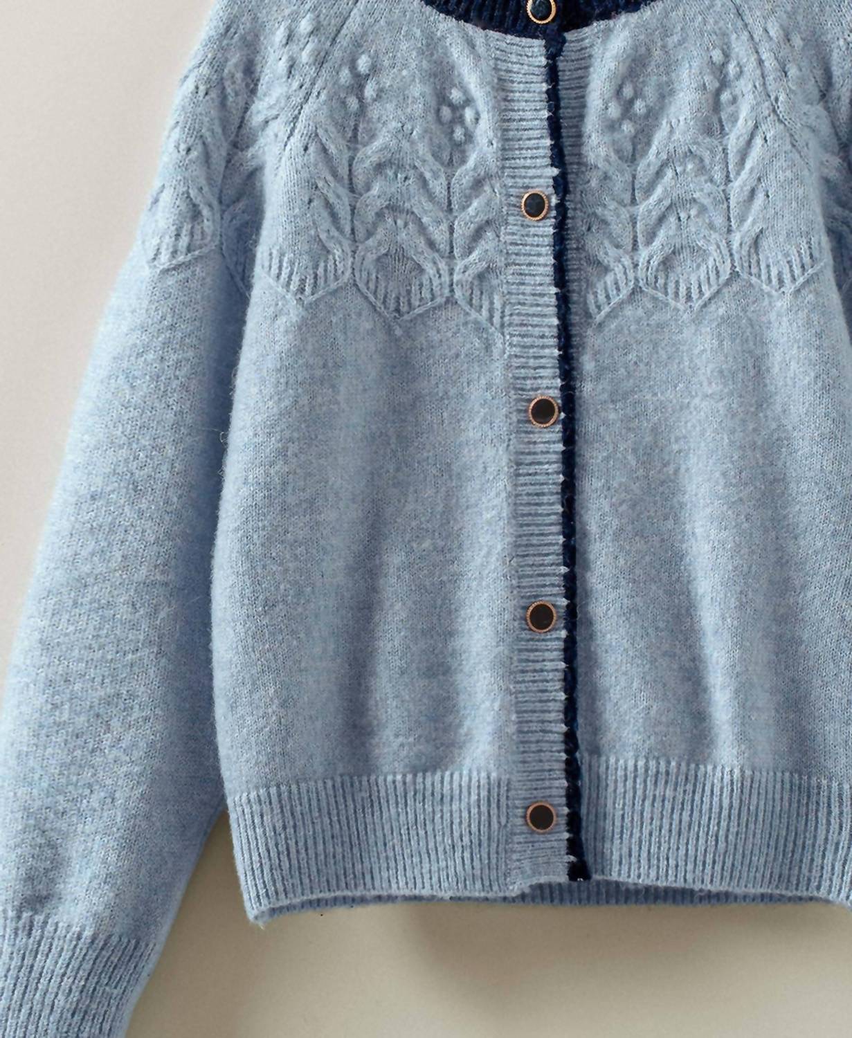 Urban Daizy Textured Yoke Detail Cardigan in light blue - women's cardigan - view 5