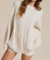 Mimosa - Cable Knit Sweater and Shorts Set