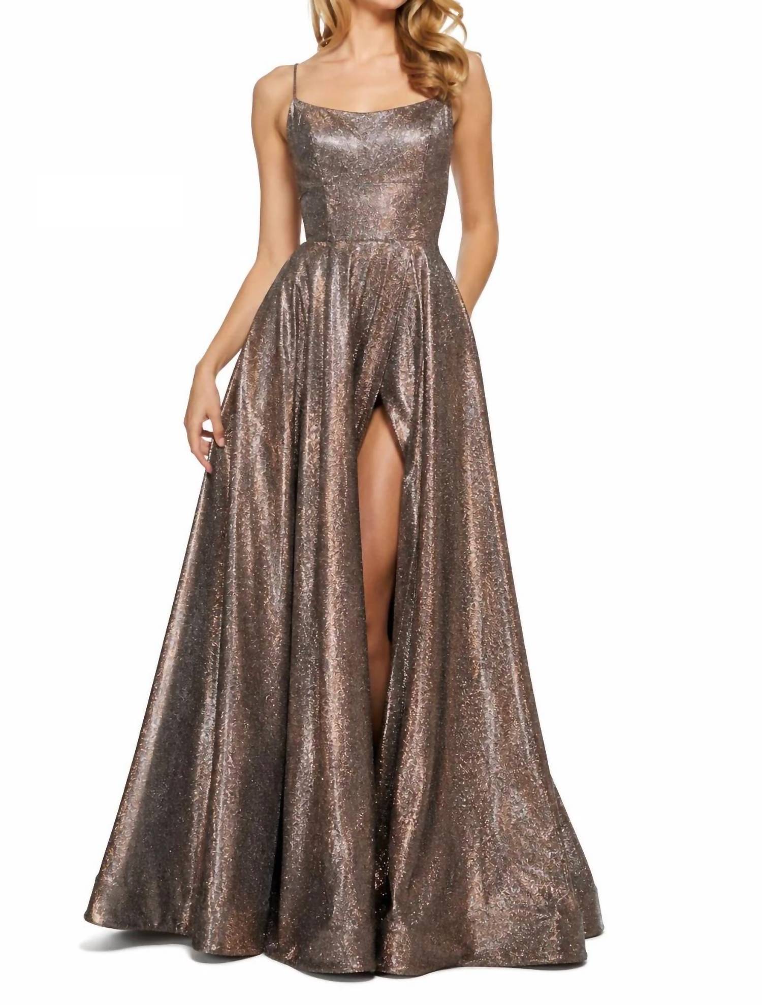 Sherri Hill - Glitter Lace-up Back Gown