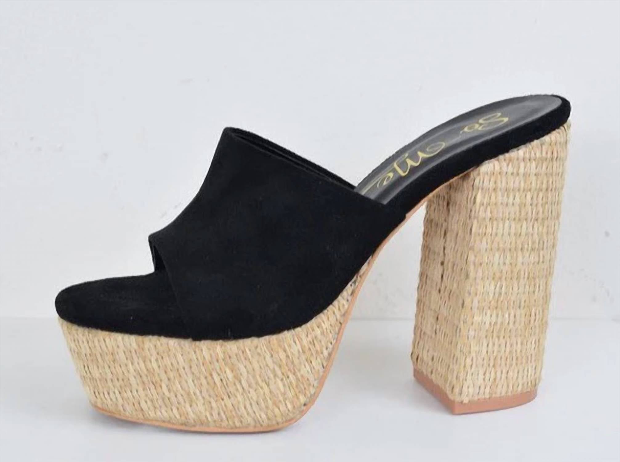 Stella Shoes - Open Toe Slip On Chunky Heels