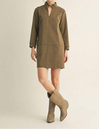 Jodifl - Collared Long Sleeve Shift Dress