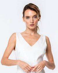 CIEBON Carrie Embroidered Feather Midi Dress in cream - women's dress - alternate view