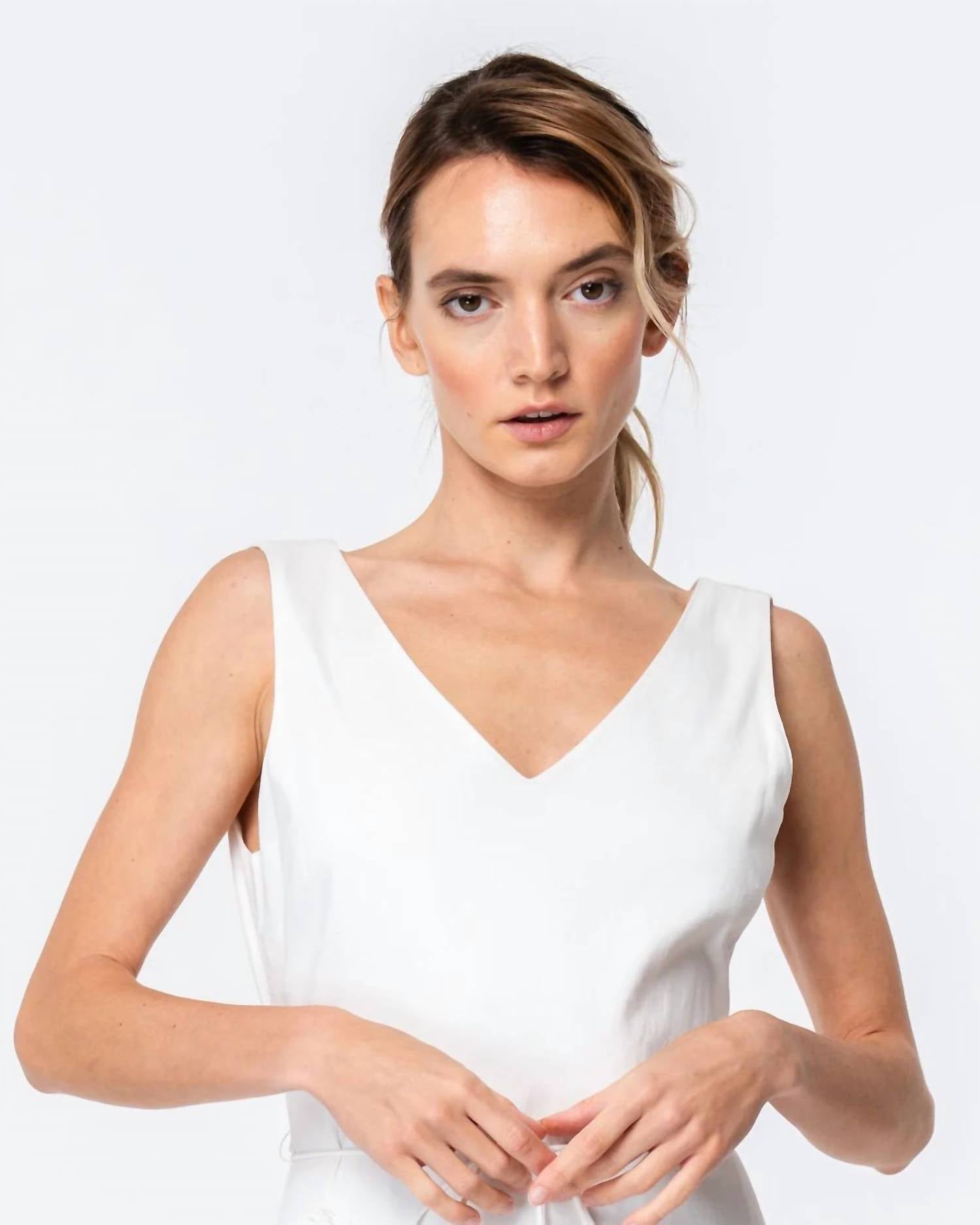 CIEBON Carrie Embroidered Feather Midi Dress in cream - women's dress - alternate view
