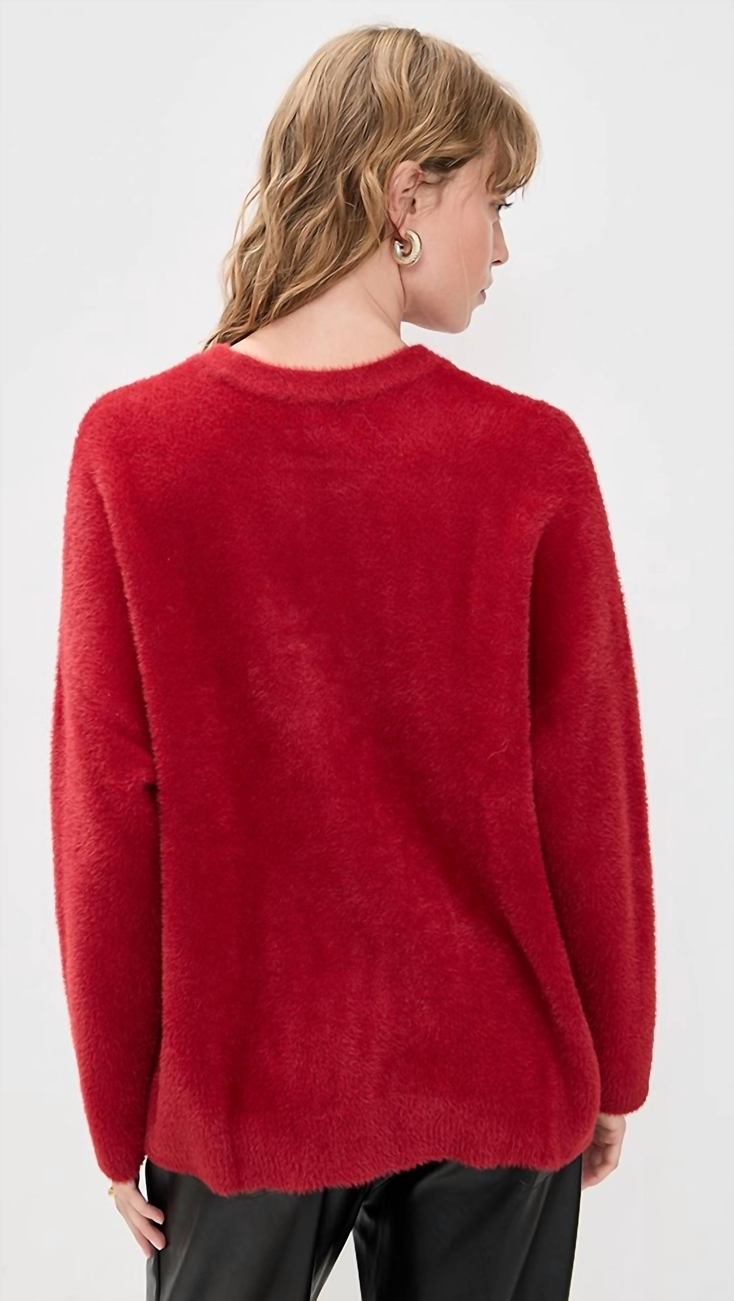 Show Me Your Mumu Twas the Night Knit Sweater in red - women's sweater - detail view