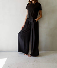 By Together Charlotte Organic Cotton Elevated Tee in washed black - women's t-shirt - detail view