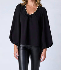 Crosby by Mollie Burch Rowan Flowy Blouse in black - women's blouse - alternate view