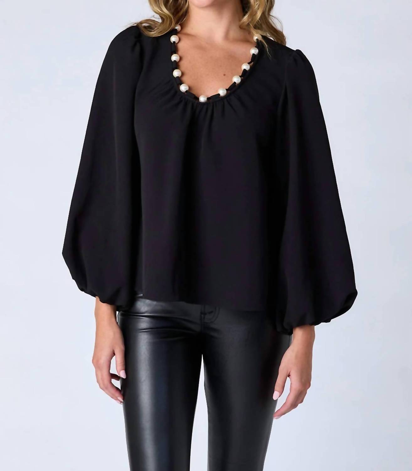 Crosby by Mollie Burch Rowan Flowy Blouse in black - women's blouse - alternate view