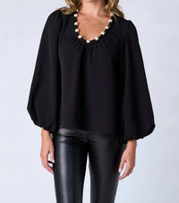 Crosby by Mollie Burch ROWAN BLOUSE in black 1 - women's blouse - alternate view