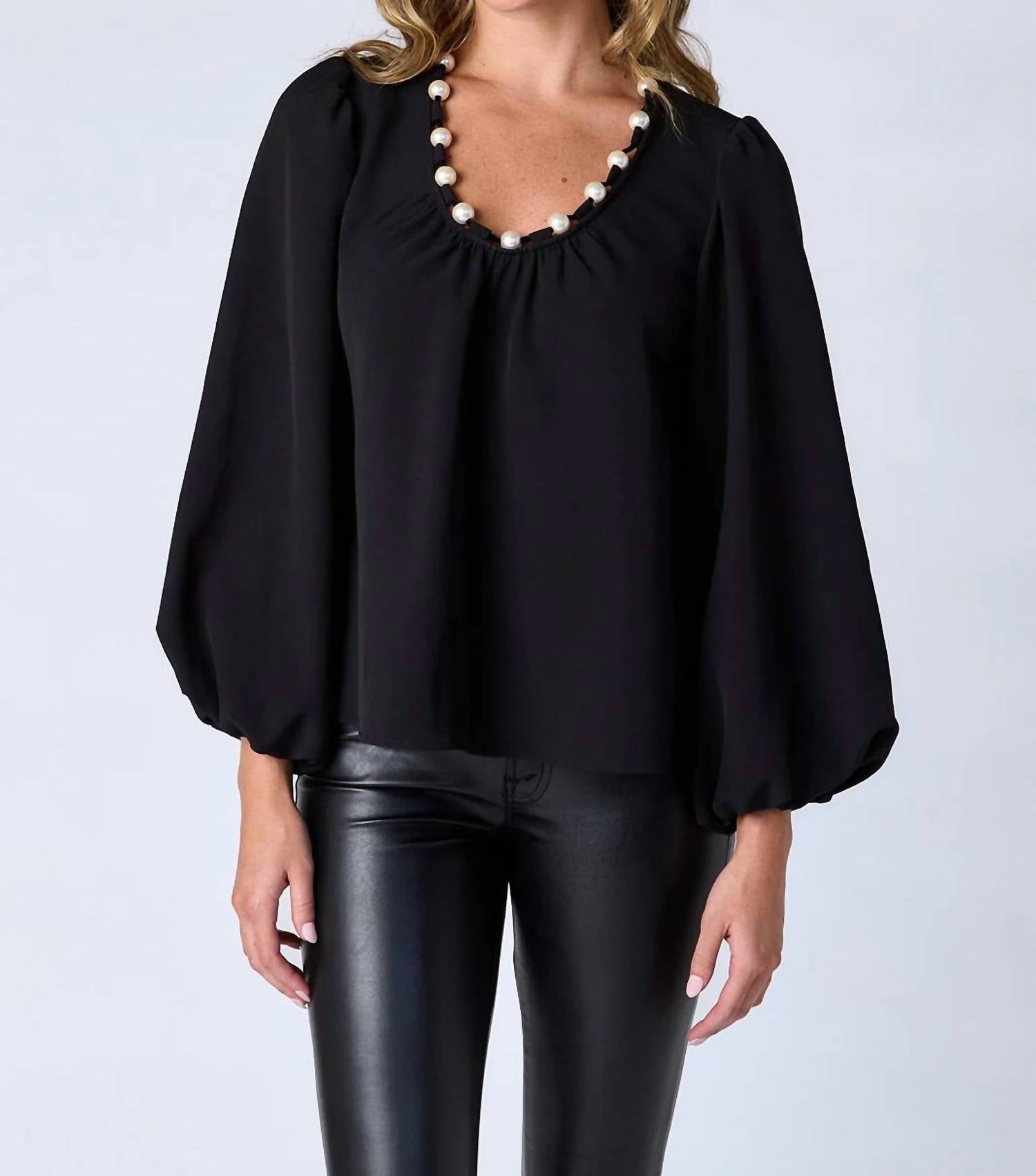 Crosby by Mollie Burch ROWAN BLOUSE in black 1 - women's blouse - alternate view