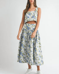 Mable - Jacquard Crop Top And Midi Skirt Set