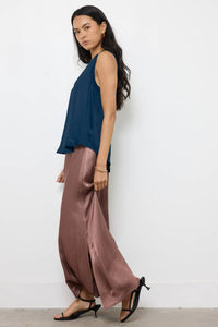 LAmade Lila Satin Tank Top in dark night - women's tank top - alternate view