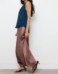LAmade Lila Satin Tank Top in dark night - women's tank top - detail view