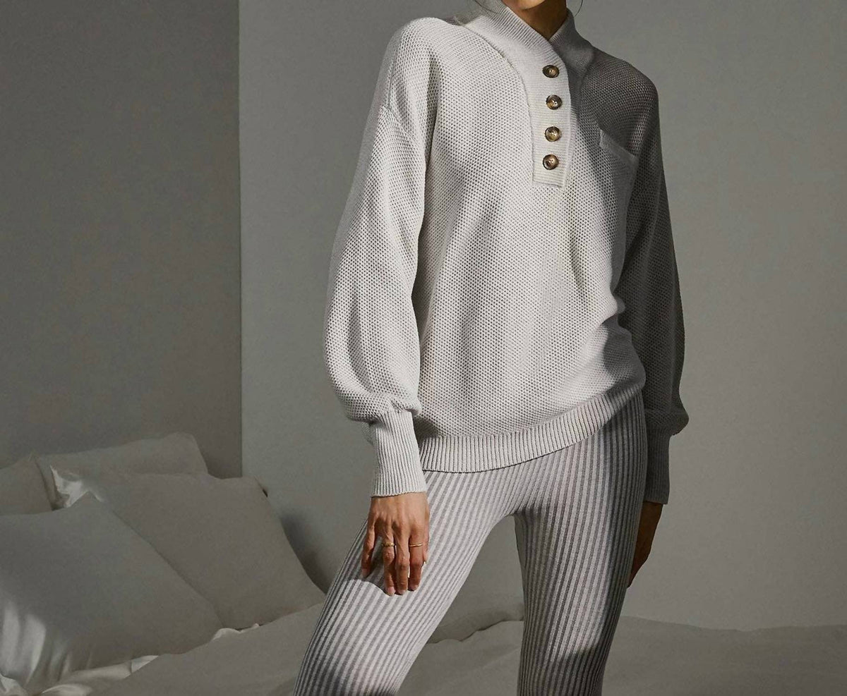 Lunya - Cozy Cotton Silk Pocket Henley Top