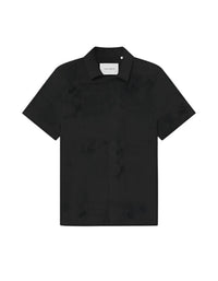 Les Deux Hector Lace Short Sleeve Shirt in black - men's shirt - detail view