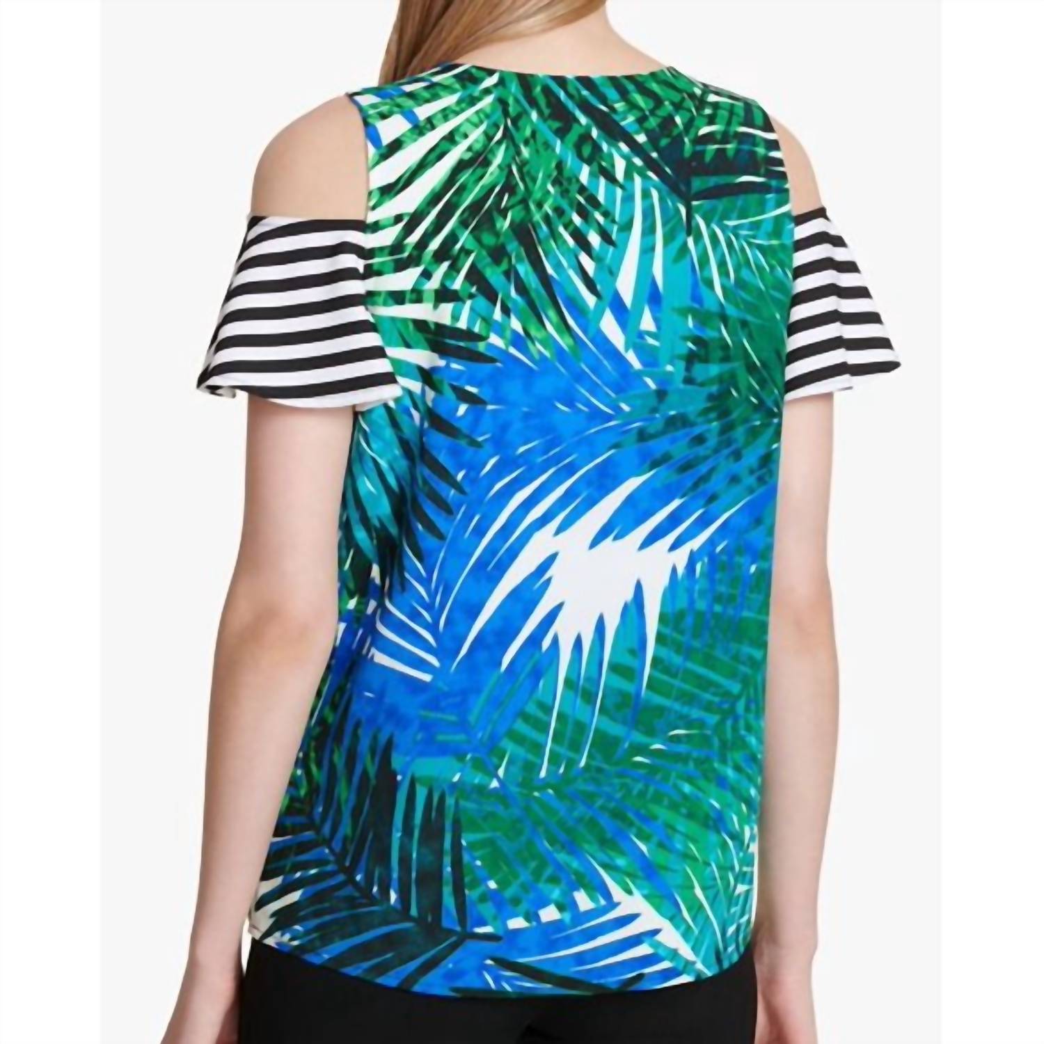 Calvin Klein - Mixed Print Cold Shoulder Top