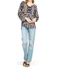 Papillon - Global Print Blouse With Tie Neck