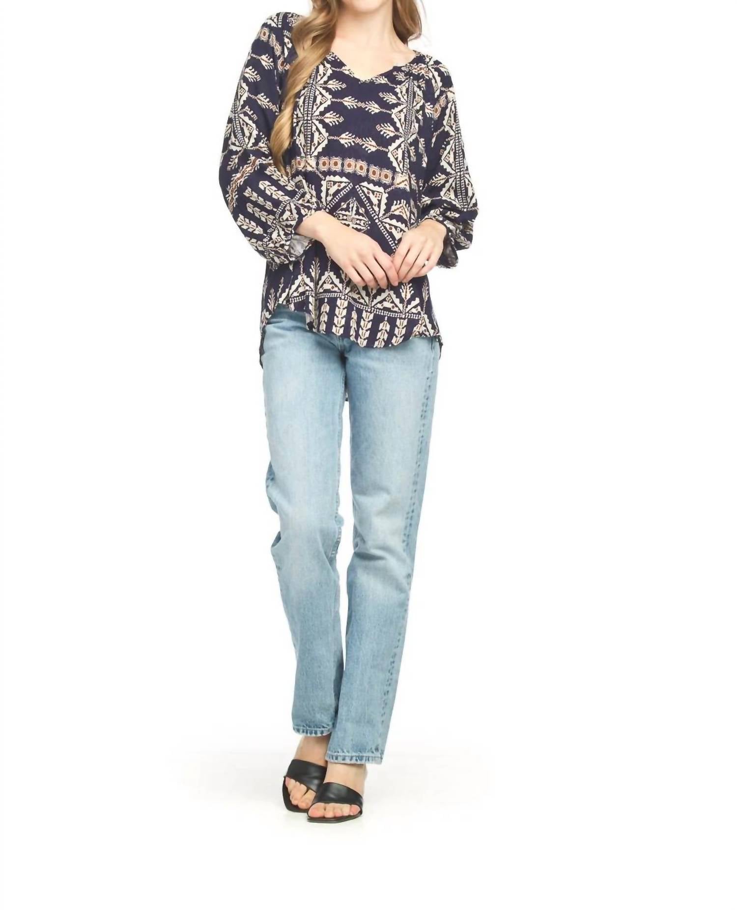 Papillon - Global Print Blouse With Tie Neck