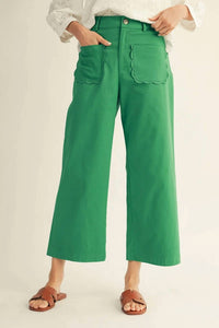 Jodifl - Scallop Pocket High Rise Wide Leg Pants