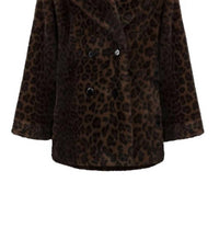 Joseph Ribkoff - Leopard Print Faux Fur Long Sleeve Coat