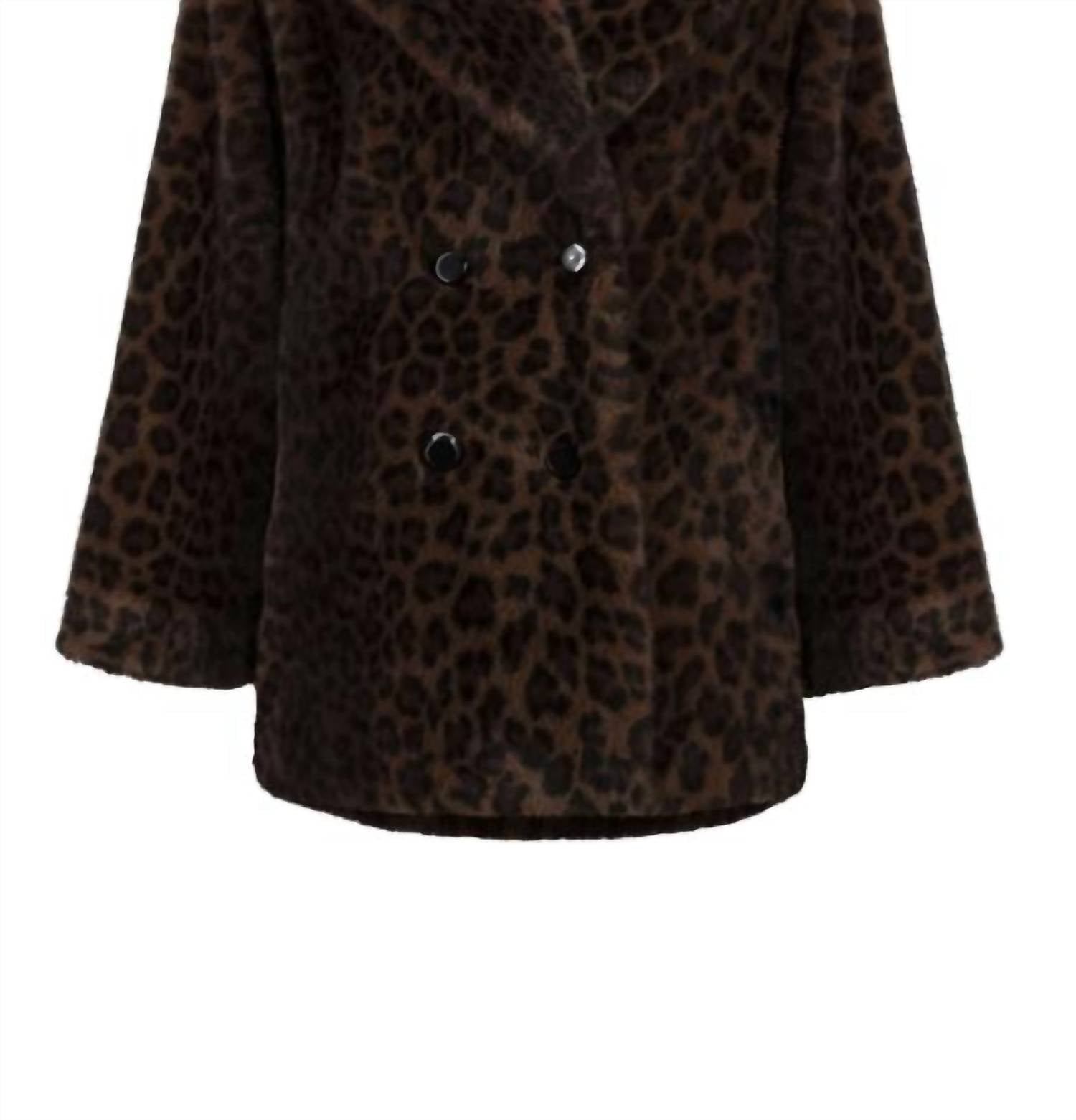 Joseph Ribkoff - Leopard Print Faux Fur Long Sleeve Coat