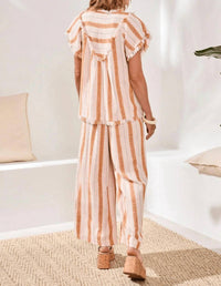 Tribal - Textured Smocked V-neck Short-sleeve Blouse