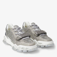 JIMMY CHOO Men's Diamond X Strap Low-top Sneakers With Crystals in silver - men's sneaker