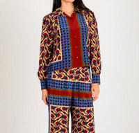 LAVENDER BROWN Paola Top in burgundy blue combo - women's blouse