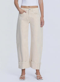 Flying Monkey - High Rise Side Panel Cuffed Crop Barrel Jeans