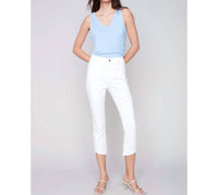 CHARLIE B Women's Cropped Twill Pants in white - women's pants