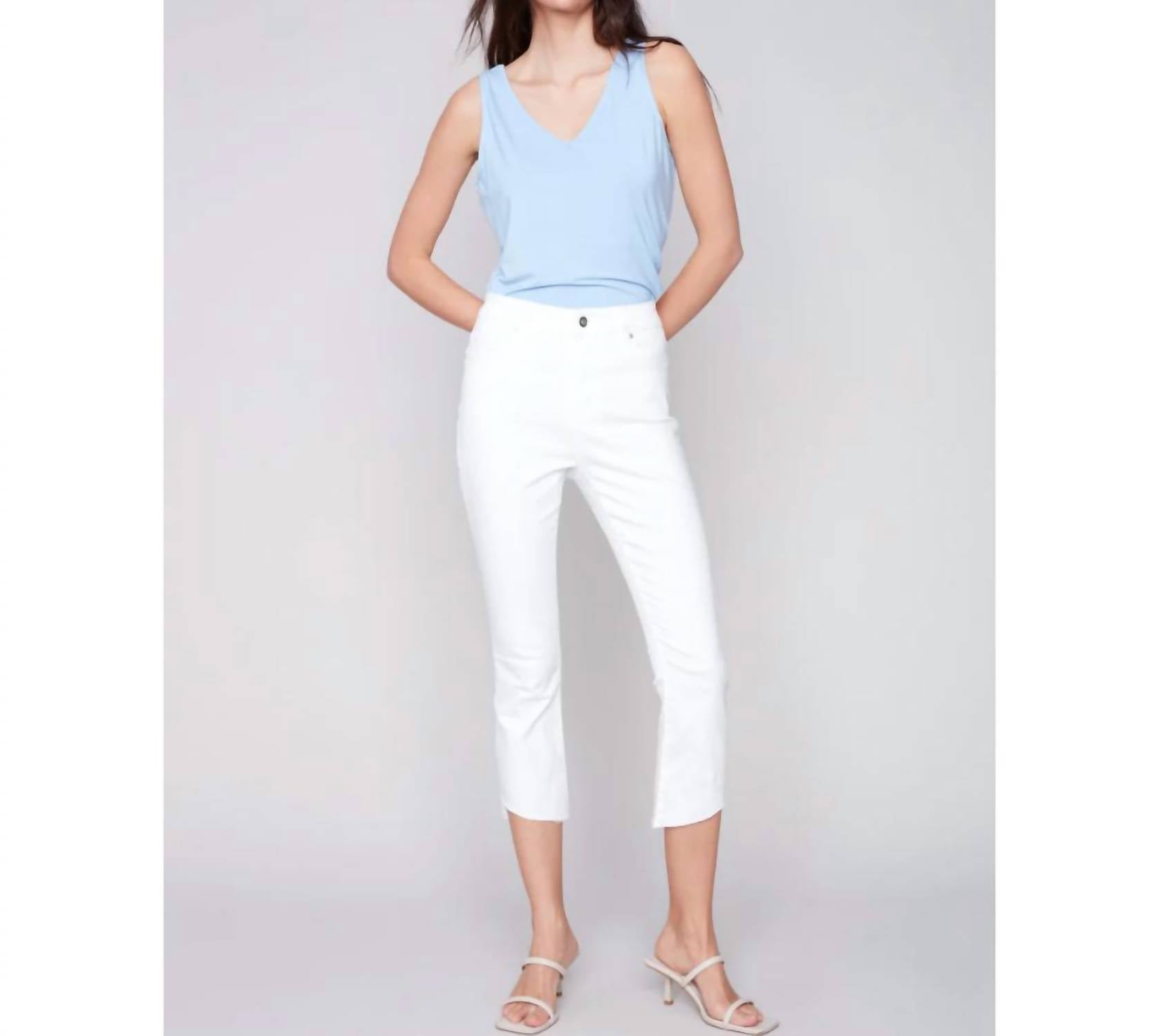 CHARLIE B Women's Cropped Twill Pants in white - women's pants