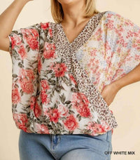 Umgee - Mixed Print Crossbody Top