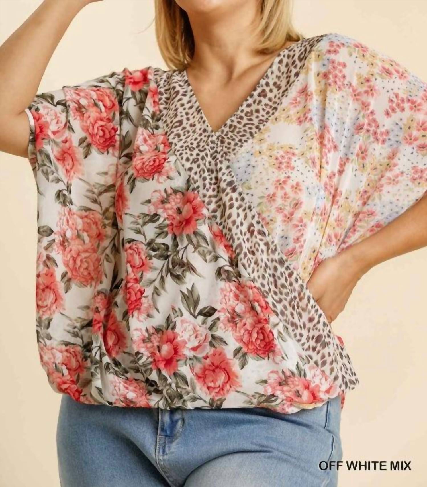 Umgee - Mixed Print Crossbody Top