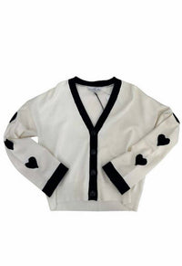red haute Women's Hearts Cardigan in black white - women's cardigan - detail view
