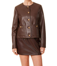 Dolce Cabo - Faux Leather Elasticized Waist Mini Skirt
